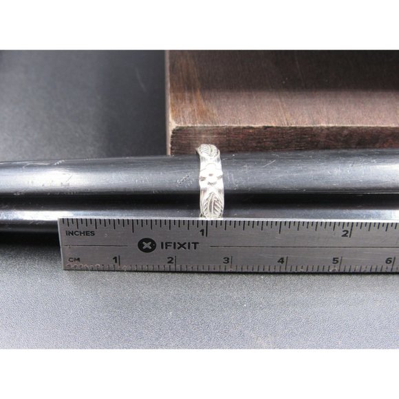 Size 4.5 Sterling Silver Leaf And Flower Fancy Toe Band Ring - Picture 7 of 8